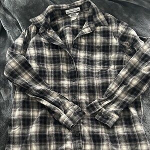 Pendleton Womens Monochrome Plaid Button-Down Shirt